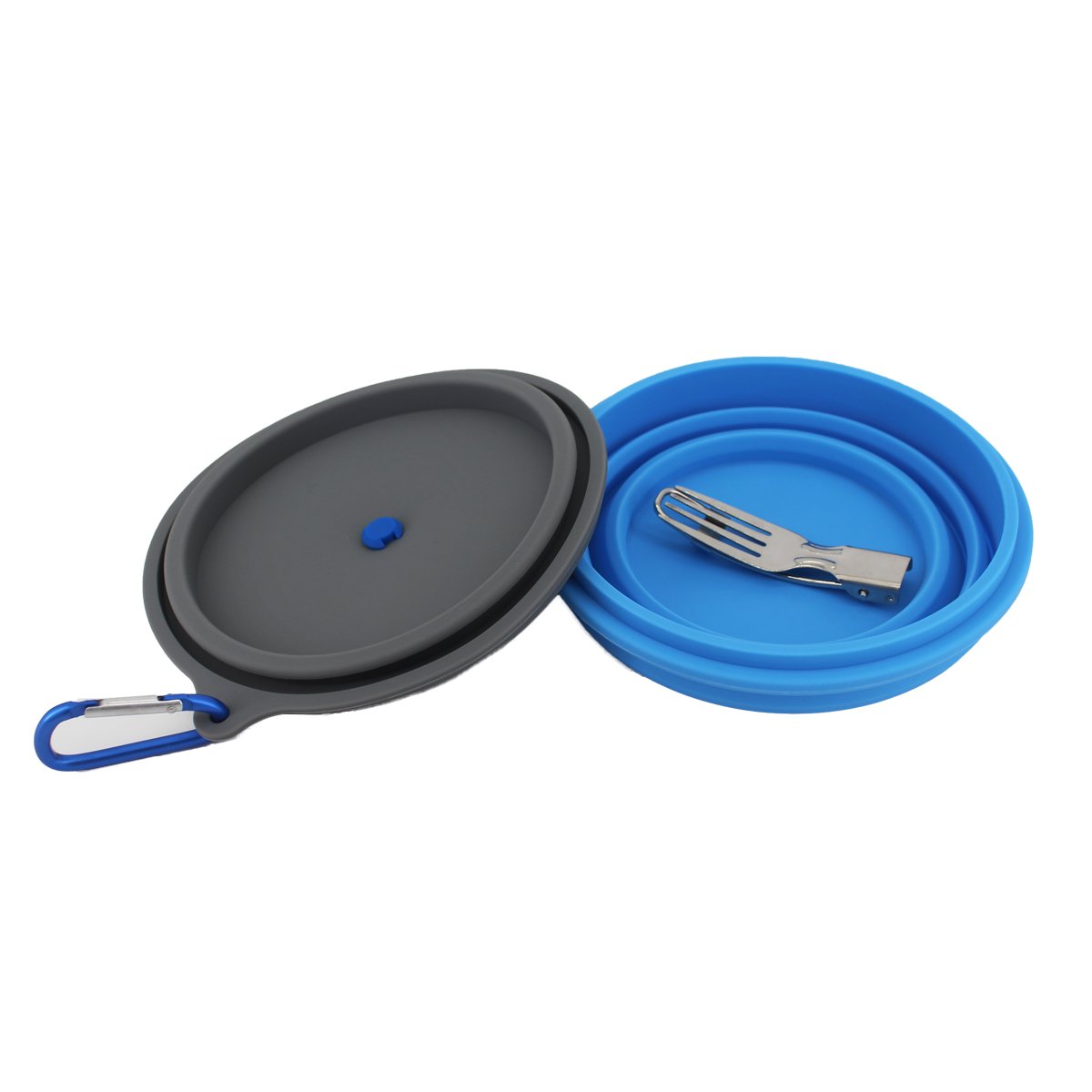 30oz Collapsible Silicone Camping Bowl with Lid & Foldable Fork