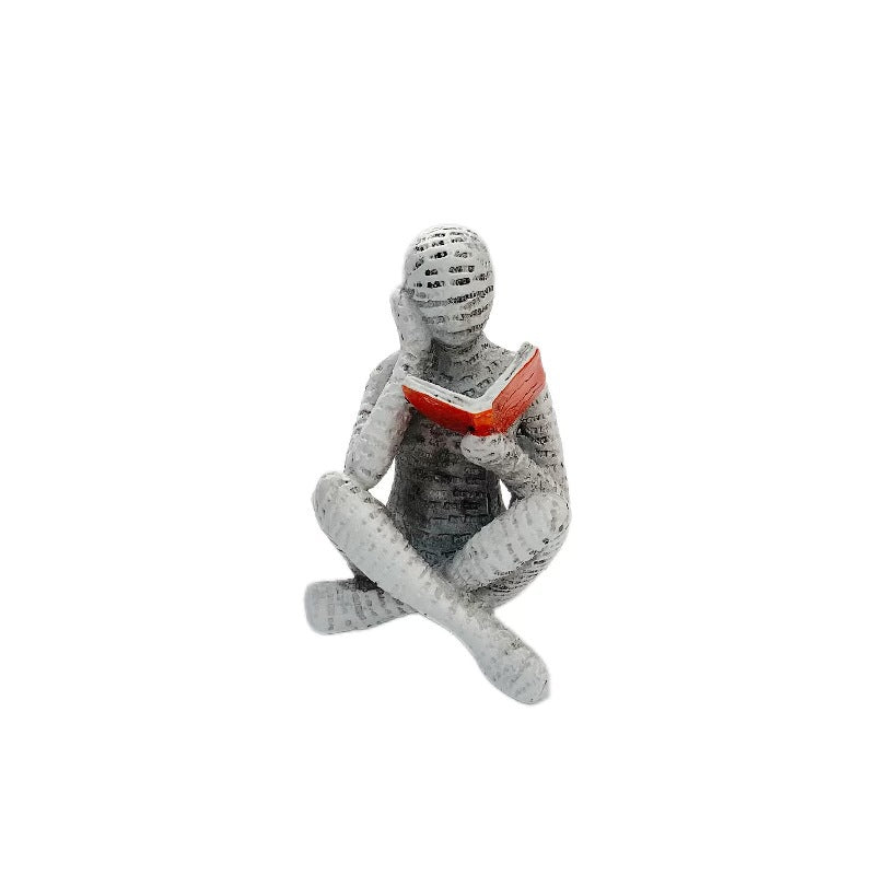 Home Furnishings Leisure Reading Girl Resin Sitting Carving Statues