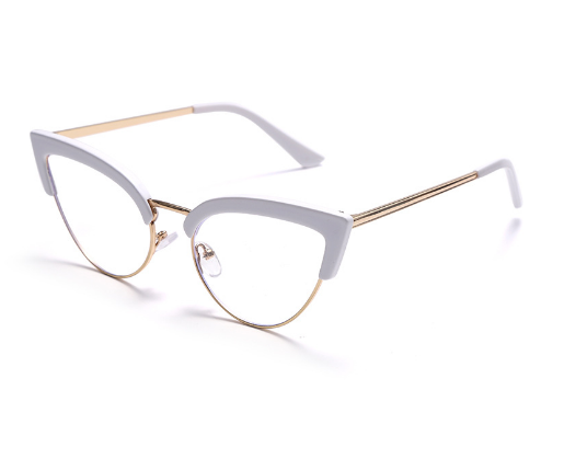 Women Fashion New Cat Eye Personality Half Frame Metal Anti-Blue Light Glasses
