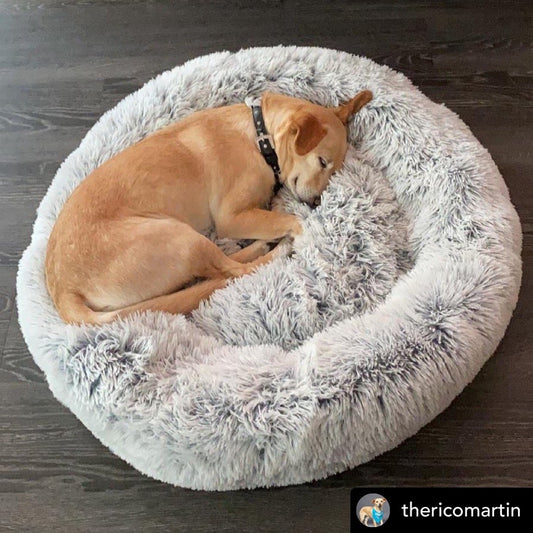 28" Ortho Plush® Pet Bed - Snowflake White Two Tone