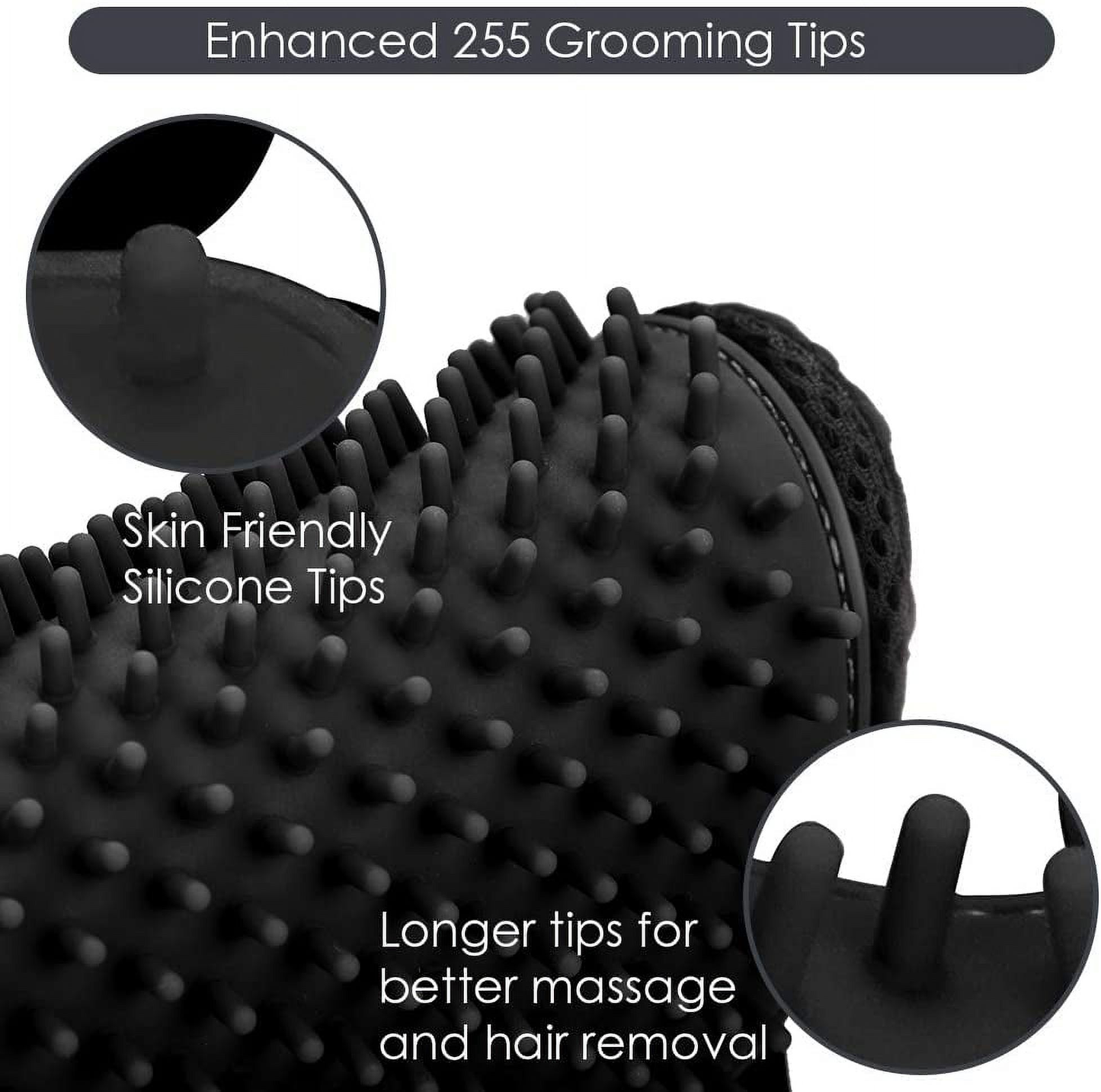Upgrade Pet Grooming Gloves for Dogs, Cats, Rabbits & Horses with Long and Short Hair, Pets Hair Remover Mittens - 1 Pair