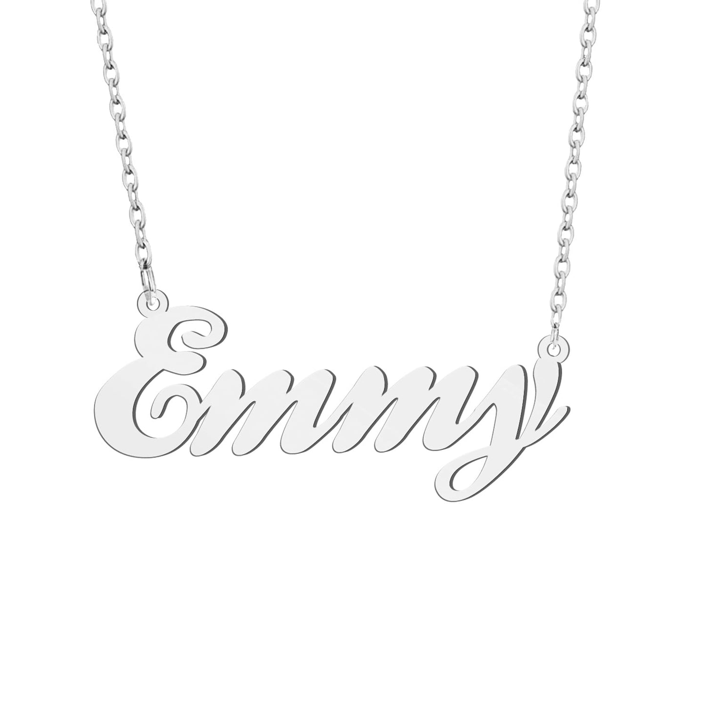 Name Earrings Emmy Personalized Name Necklace Silver Stainless Steel Pendant for Women