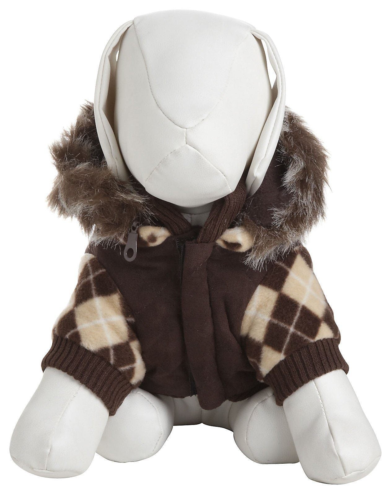 Pet Life ® 'Aygyle Style' 3M Insulated Designer Patterned Suede Dog Coat w/ Removable Hood