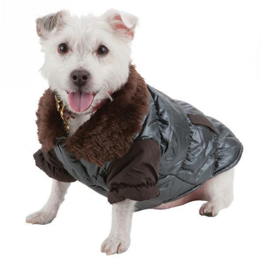 Track-Collared' Metallic Ultra Fur 3M Insulated Pet Dog Jacket