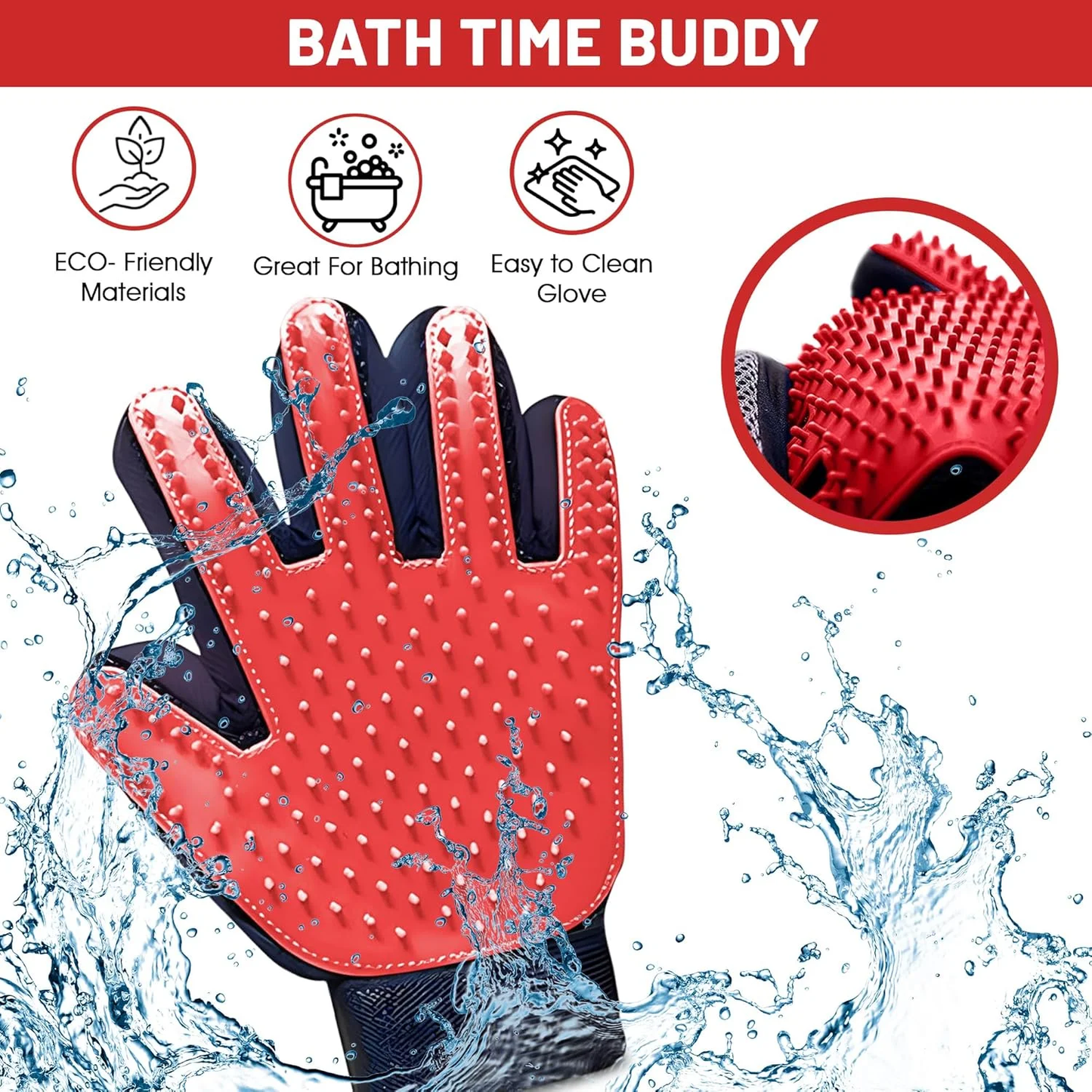 Upgrade Pet Grooming Gloves for Dogs, Cats, Rabbits & Horses with Long and Short Hair, Pets Hair Remover Mittens - 1 Pair