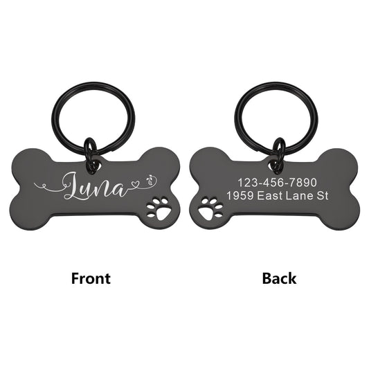Personalized Pet Cat Dog Tags Shiny Steel Free Engraving Nameplate