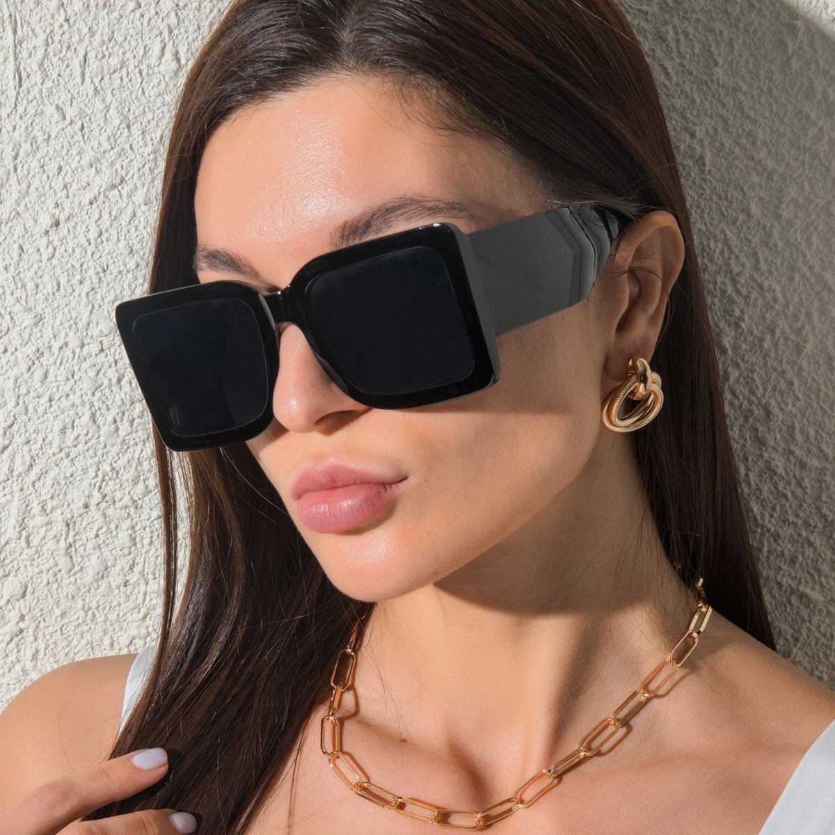 New Men Women Trend Big Frame Square Contrast Color Sunglasses