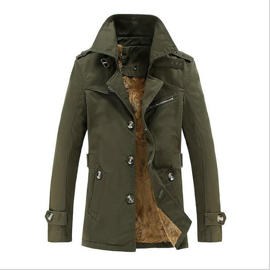 Men’s Cotton Trench Coat with Velvet Lining