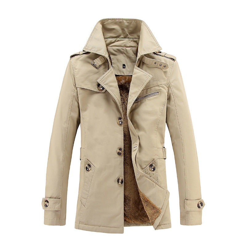 Men’s Cotton Trench Coat with Velvet Lining