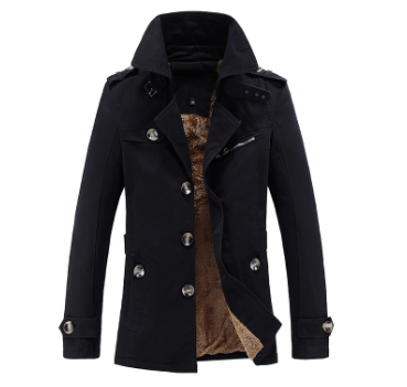 Men’s Cotton Trench Coat with Velvet Lining