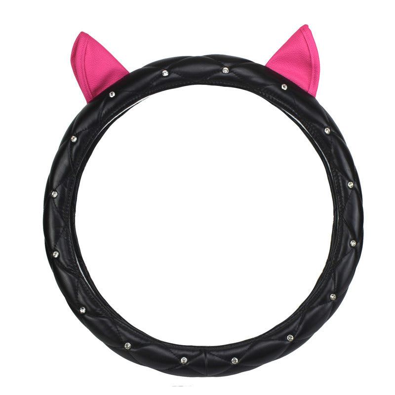 Cat Ears Rhinestone Steering Wheel Cover