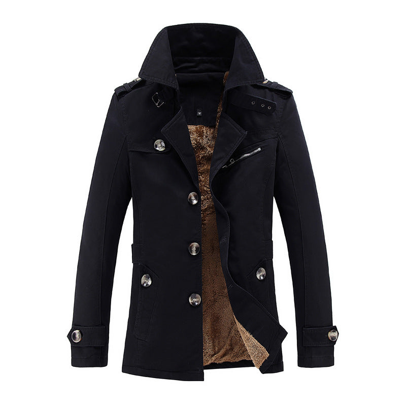 Men’s Cotton Trench Coat with Velvet Lining