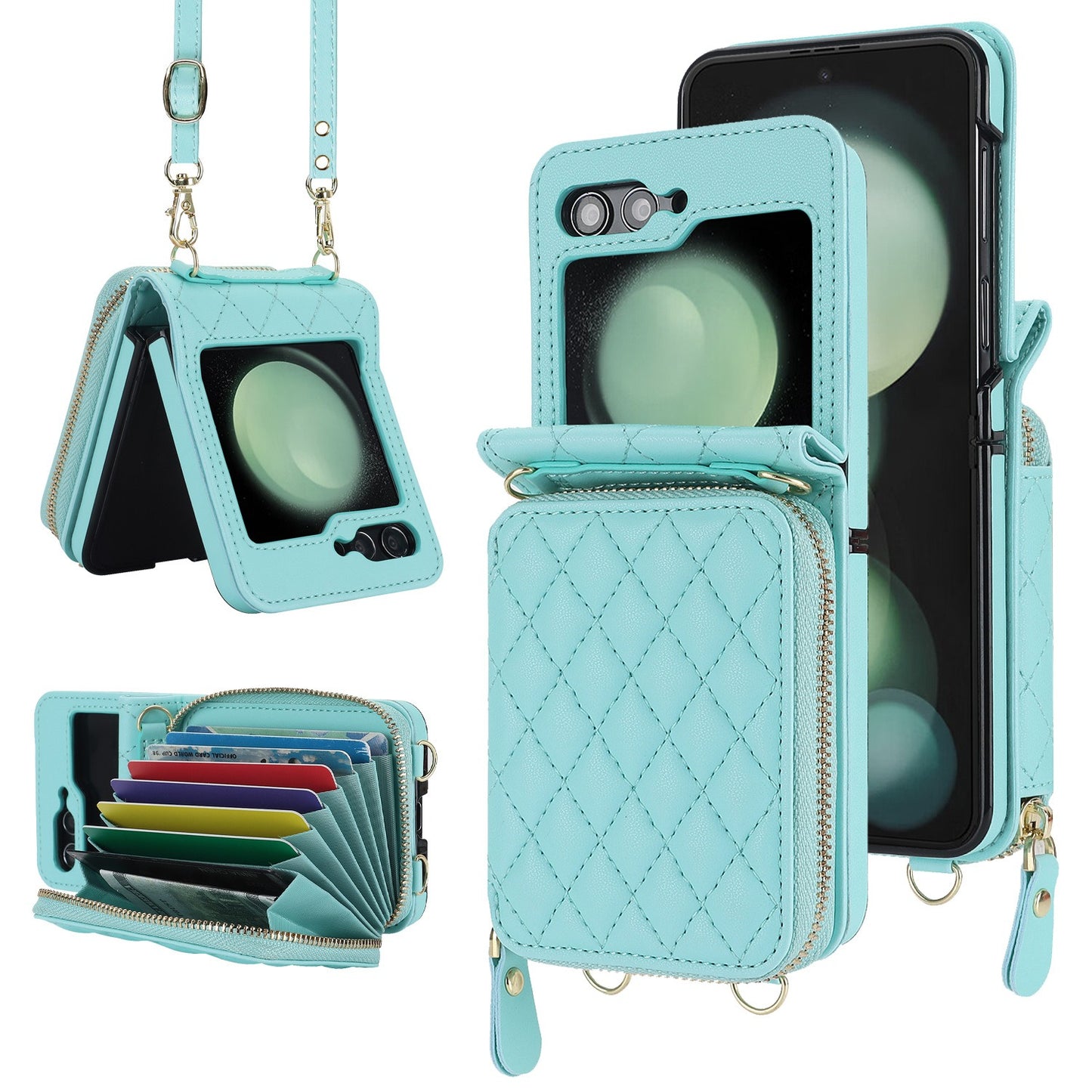 Suitable for Flip5 4 folding phone case Samsung ZFlip6 crossbody phone leather cover