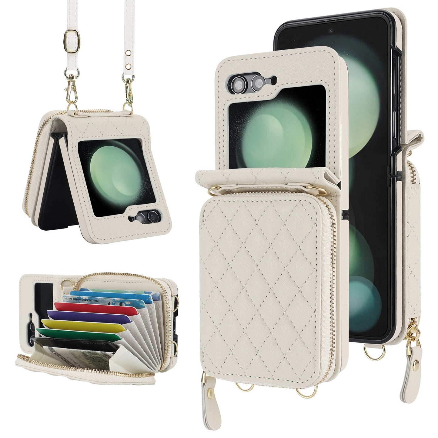 Suitable for Flip5 4 folding phone case Samsung ZFlip6 crossbody phone leather cover
