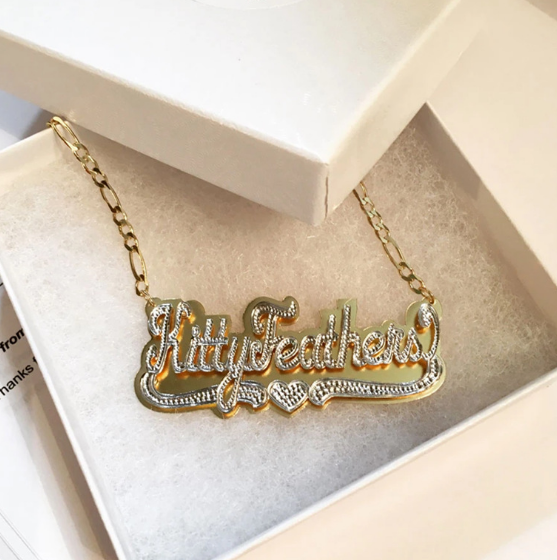 Custom Double Layer Name Necklace in Stainless Steel