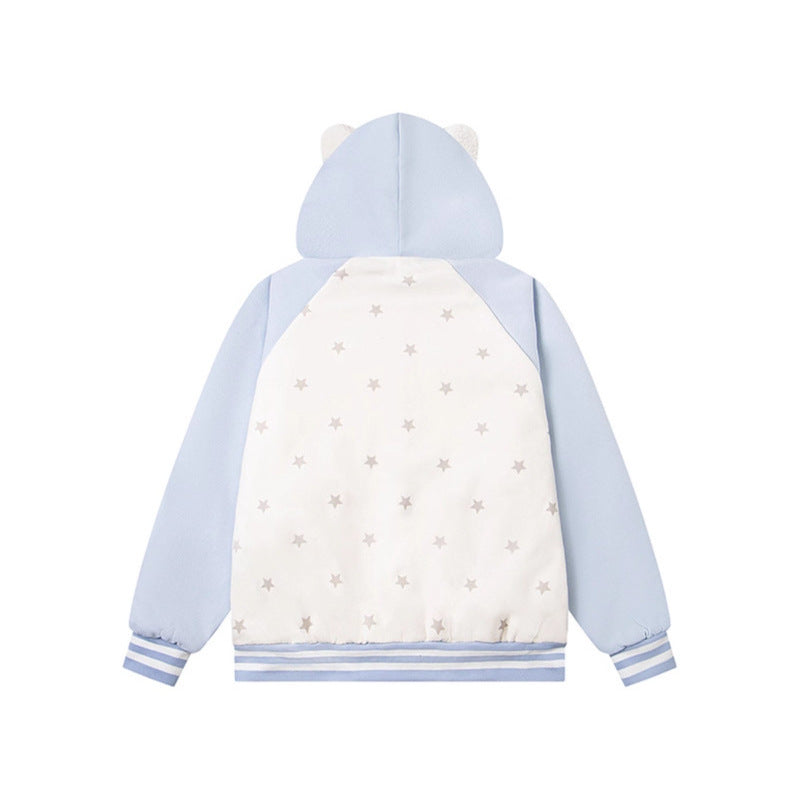 Velcro Cat Hoodie Quilted Trendy Baseball Jacket