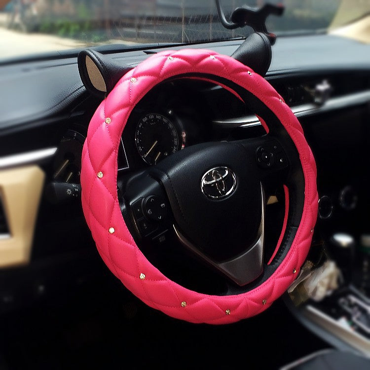Cat Ears Rhinestone Steering Wheel Cover
