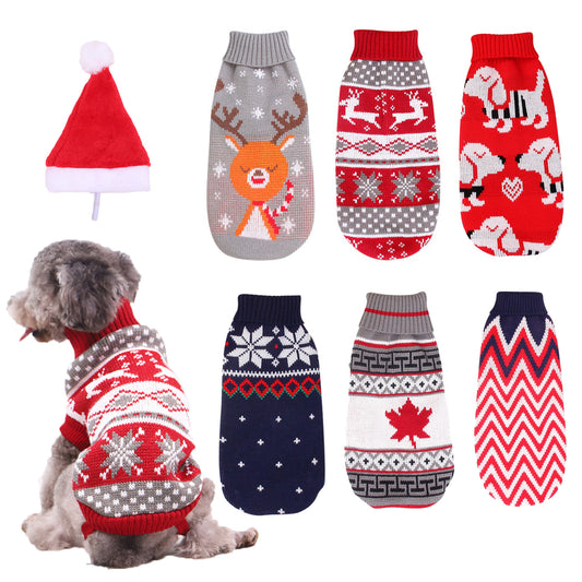 Pet Cat Dog reindeer maple leaves snowflakes holiday ugly christmas sweater