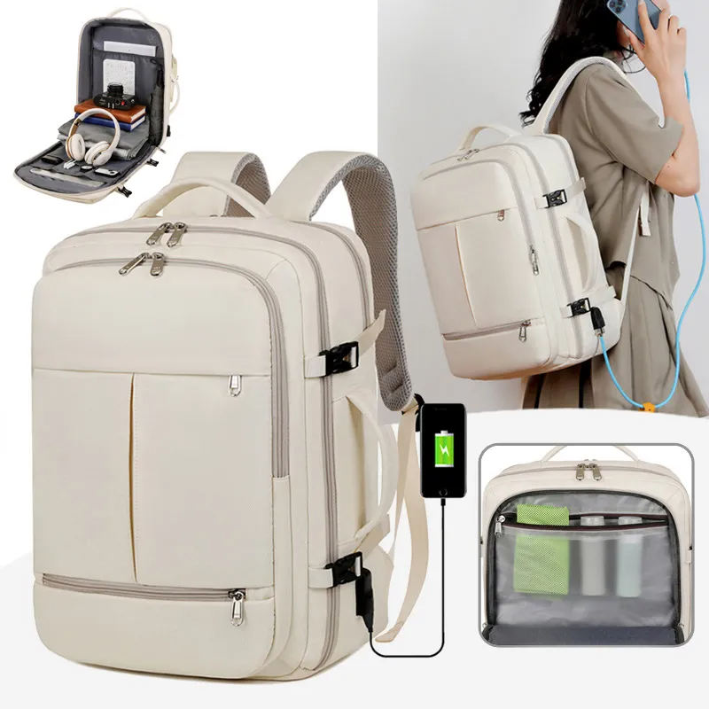 Large Capacity Backpack For Women Men Multiple Pockets And Zippers Computer Bags Business Travel Backpack
