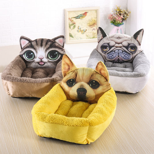 Casa de gato y perro con forma de mascota de dibujos animados en 3D 
