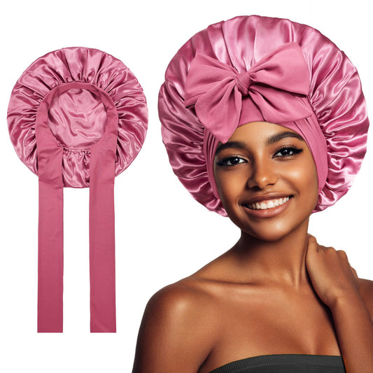 Elastic ribbon bow color hat solid night cap wide-brimmed Bonnet