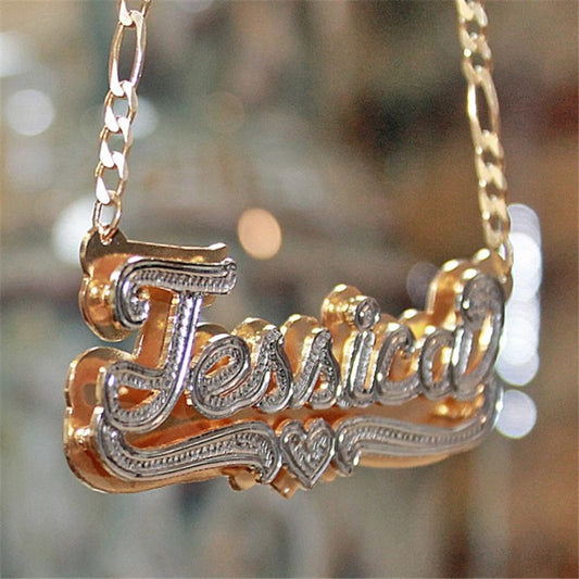 Personalized Custom Double Layer Name Necklace in Stainless Steel