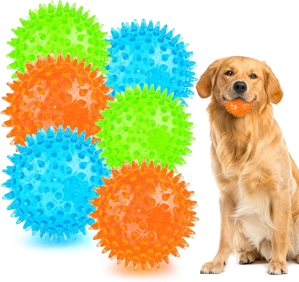 2.6” Squeaky Interactive Dog Balls for Puppy Teething Chew Toys for Small Dogs for Clean Teeth and Training
