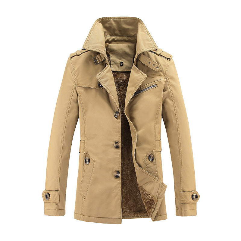 Men’s Cotton Trench Coat with Velvet Lining