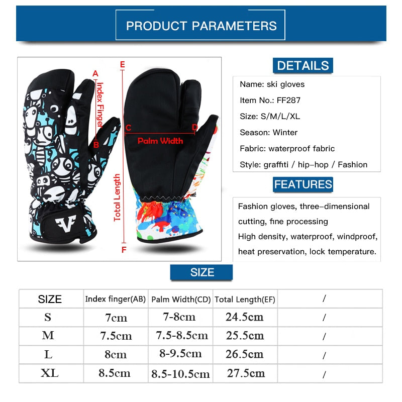 Men Women Kids Winter Warm Snowboarding Ski Gloves Snow Mittens Waterproof Cycling  S M L XL