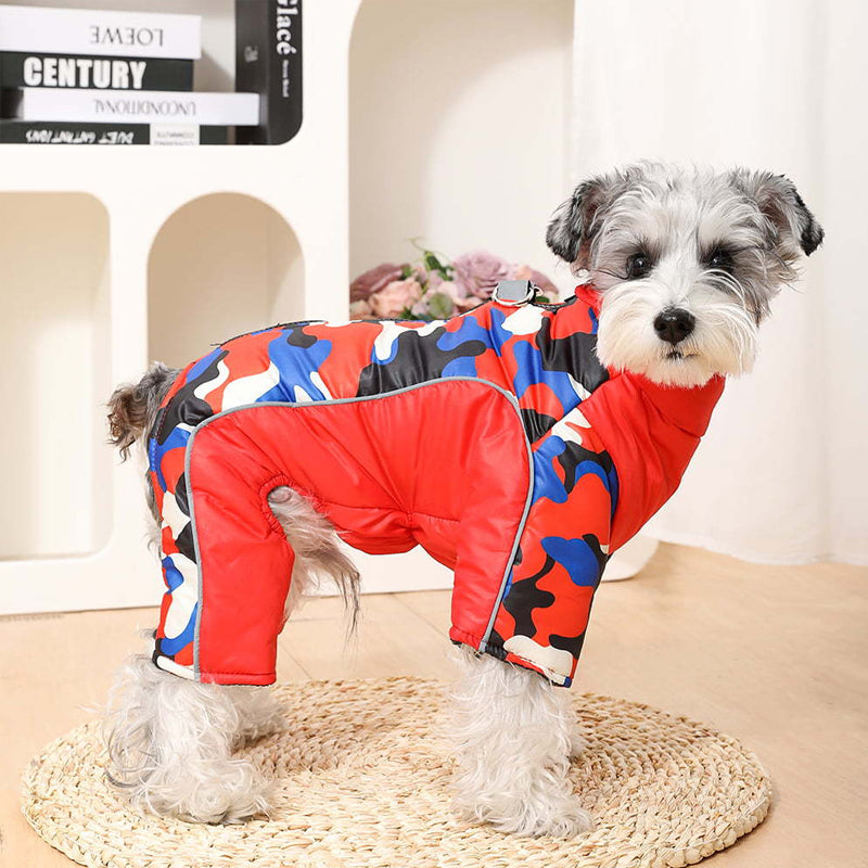 Winter Warm Windproof Dog Jacket, Reflective Pet Coat with D-Ring for Small Medium Dogs, Cats, Bulldog, Pug