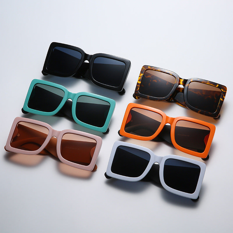 New Men Women Trend Big Frame Square Contrast Color Sunglasses