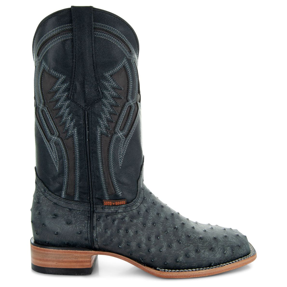 Soto Boots Mens Out of the Wild Black Ostrich Print Boots