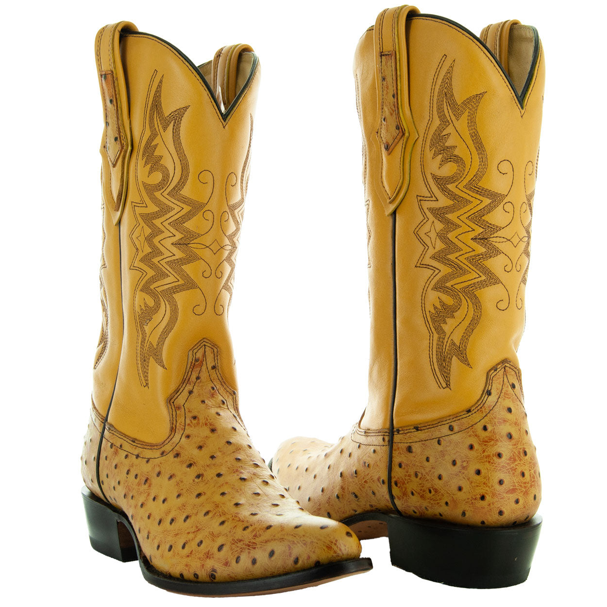 Men's Mantequilla Ostrich Print Cowboy Boots