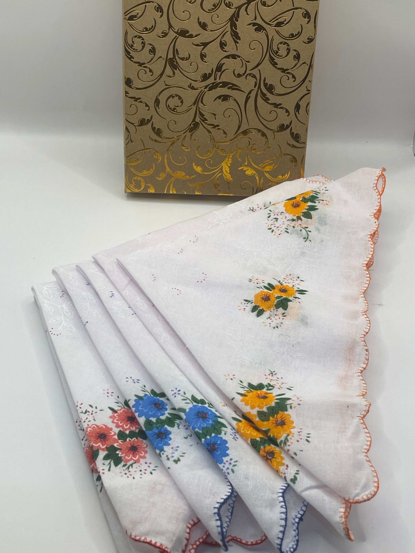 12 Piece Handkerchiefs for Women Vintage Floral Soft Cotton Blend Colorful Embroidered Tea Party Favors