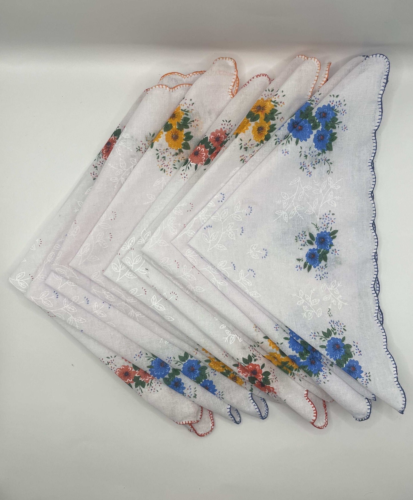 12 Piece Handkerchiefs for Women Vintage Floral Soft Cotton Blend Colorful Embroidered Tea Party Favors