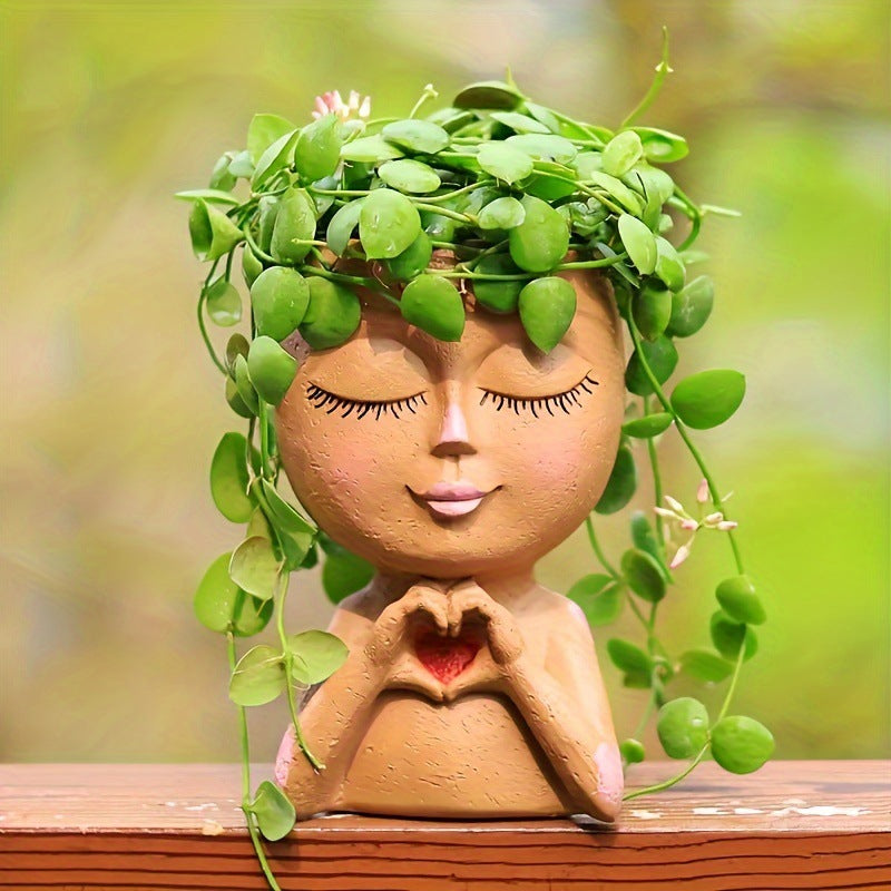 Character flower pot indoor and outdoor decorative resin statue decoration small succulent plant flower pot