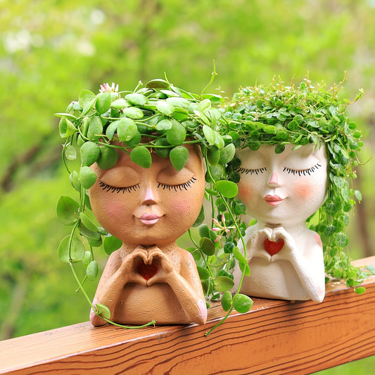 Character flower pot indoor and outdoor decorative resin statue decoration small succulent plant flower pot