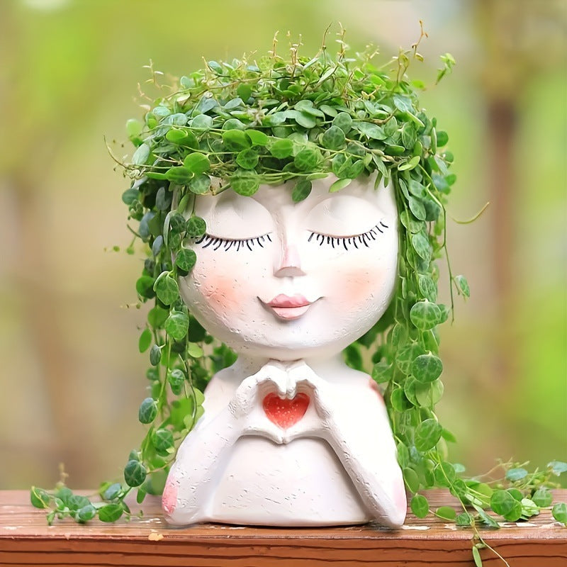 Character flower pot indoor and outdoor decorative resin statue decoration small succulent plant flower pot