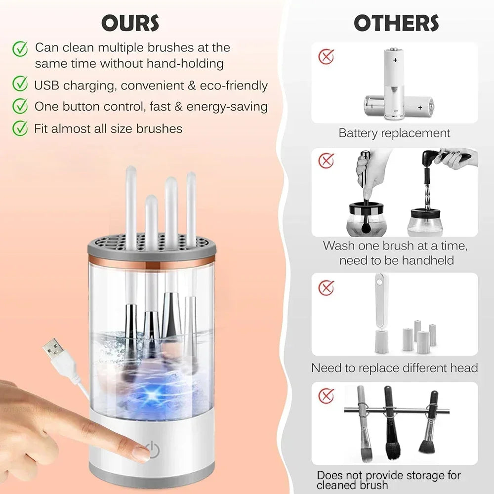 USB Electric Makeup Brush Cleaner - ON SALE - 3 In 1 Portable Drying Rack & Quick Dry Tool