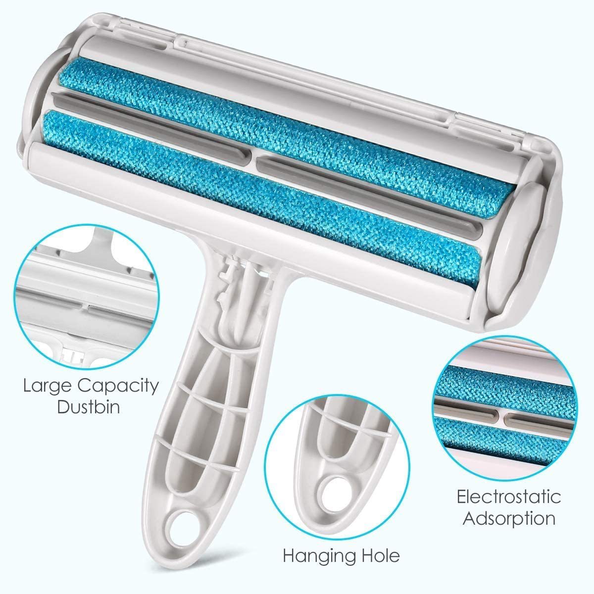 Pet Hair Roller Remover Lint Brush 2-Way Dog Cat Comb Tool Fur Brush for Sofa Furniture
