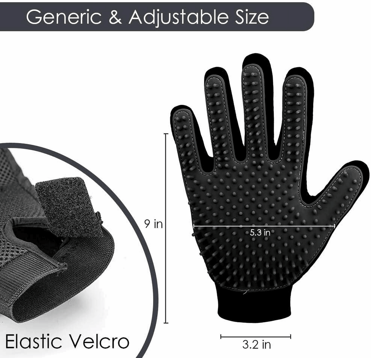 Upgrade Pet Grooming Gloves for Dogs, Cats, Rabbits & Horses with Long and Short Hair, Pets Hair Remover Mittens - 1 Pair