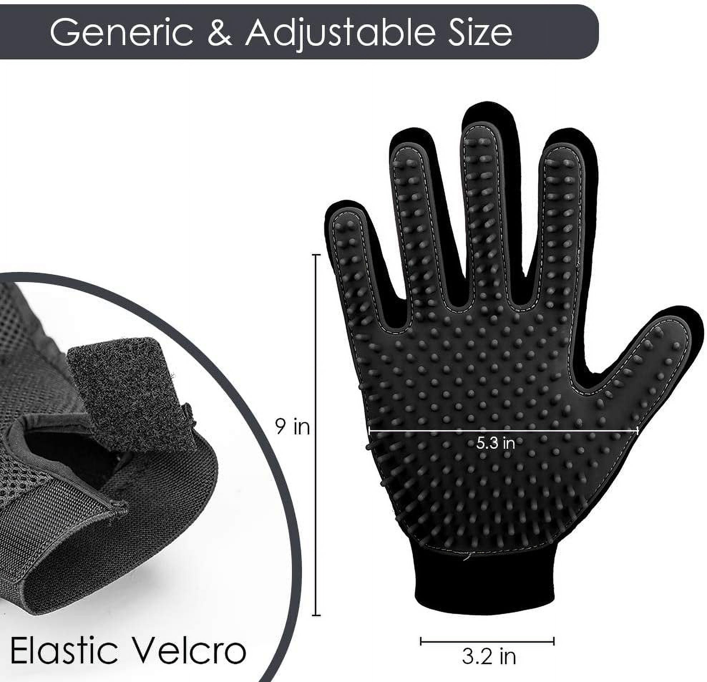 Upgrade Pet Grooming Gloves for Dogs, Cats, Rabbits & Horses with Long and Short Hair, Pets Hair Remover Mittens - 1 Pair