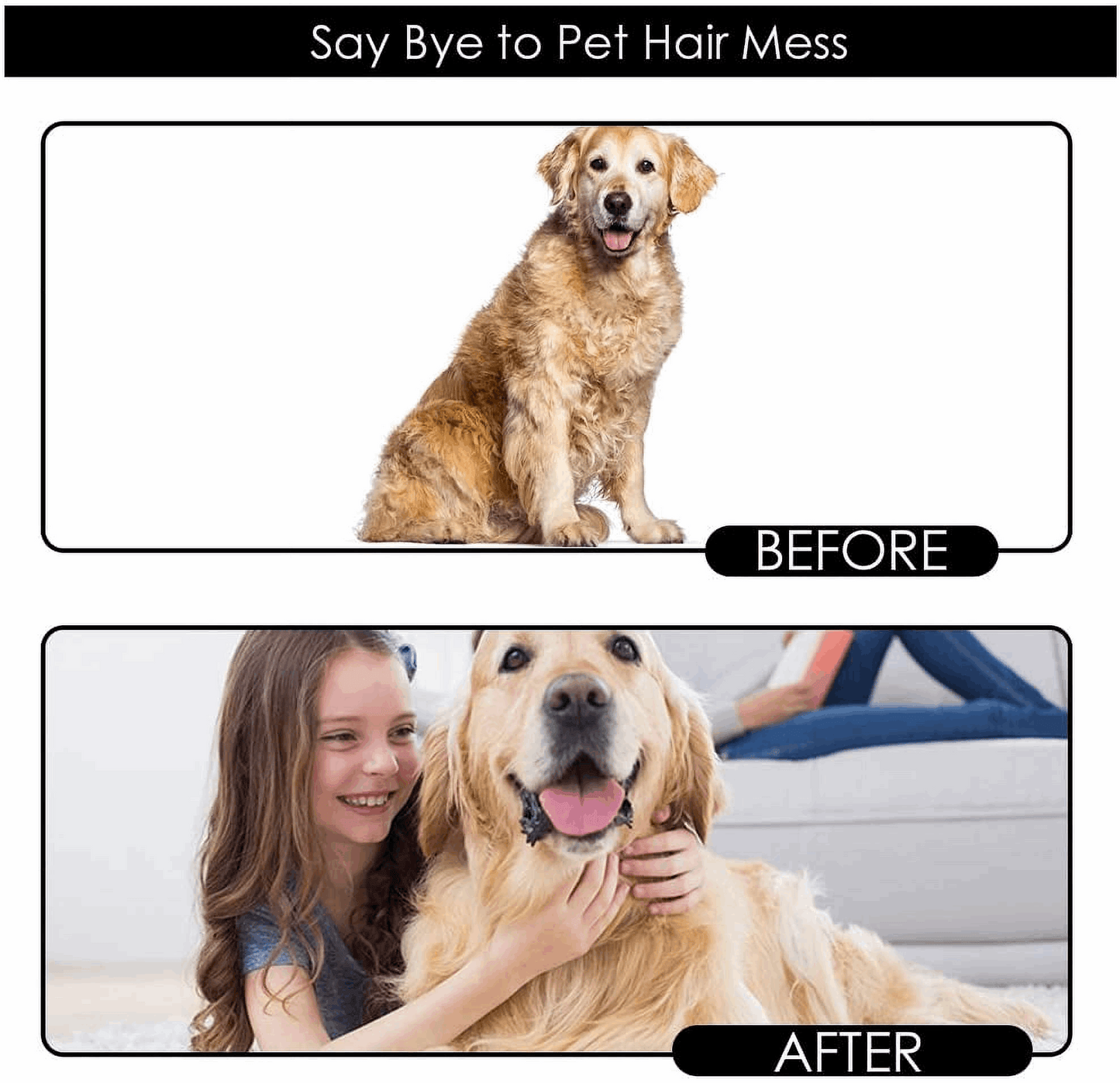 Upgrade Pet Grooming Gloves for Dogs, Cats, Rabbits & Horses with Long and Short Hair, Pets Hair Remover Mittens - 1 Pair