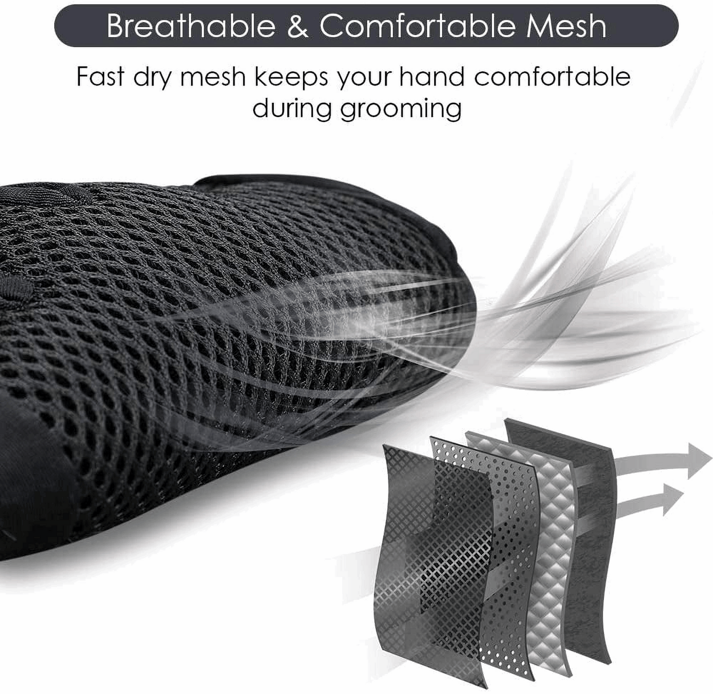 Upgrade Pet Grooming Gloves for Dogs, Cats, Rabbits & Horses with Long and Short Hair, Pets Hair Remover Mittens - 1 Pair