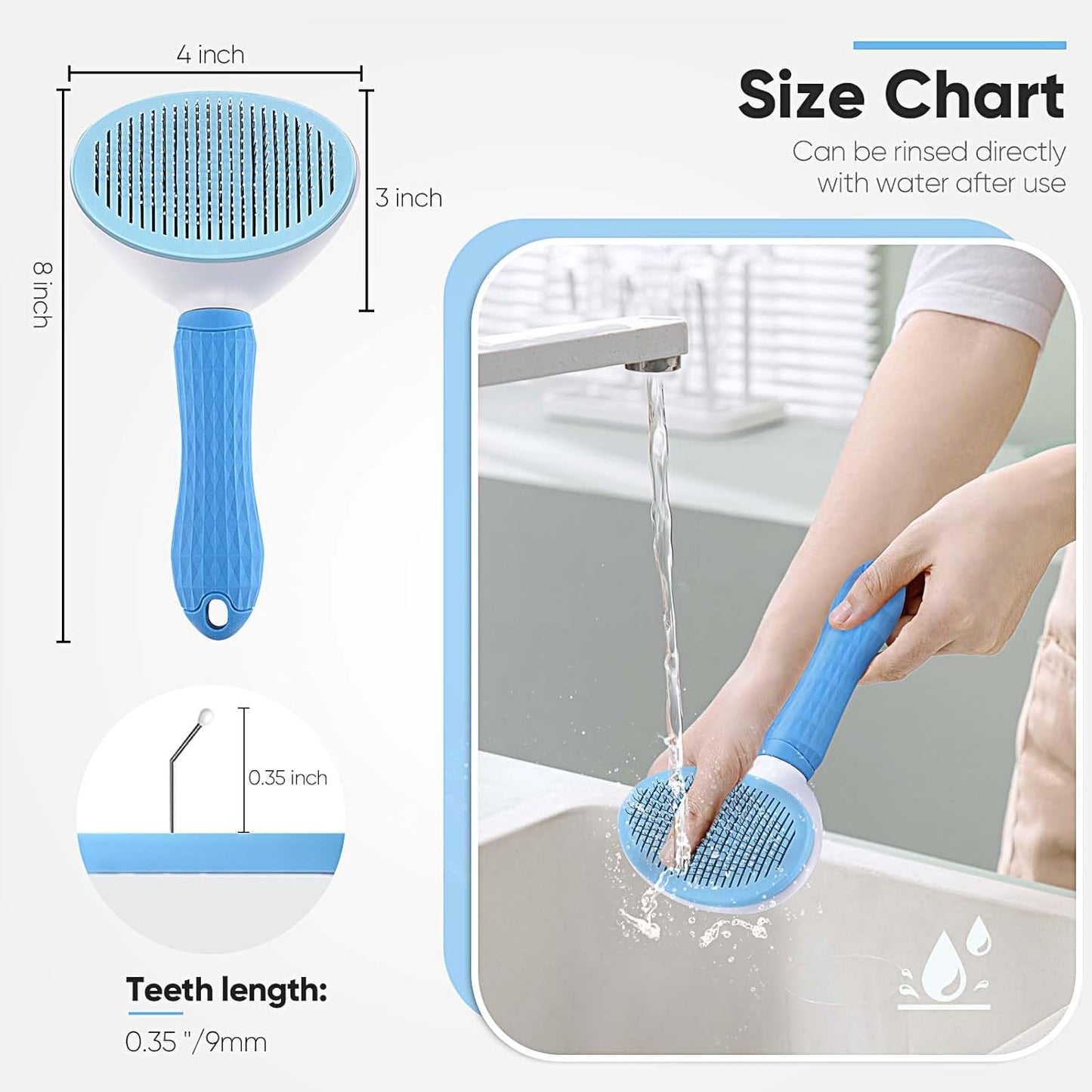 Cat Brush Self Cleaning Slicker Brush with Release Button, Dog Shedding Brush for Grooming, Suitable for Long or Short Pet Hair Cleaner, Removes Tangles & Loose Fur