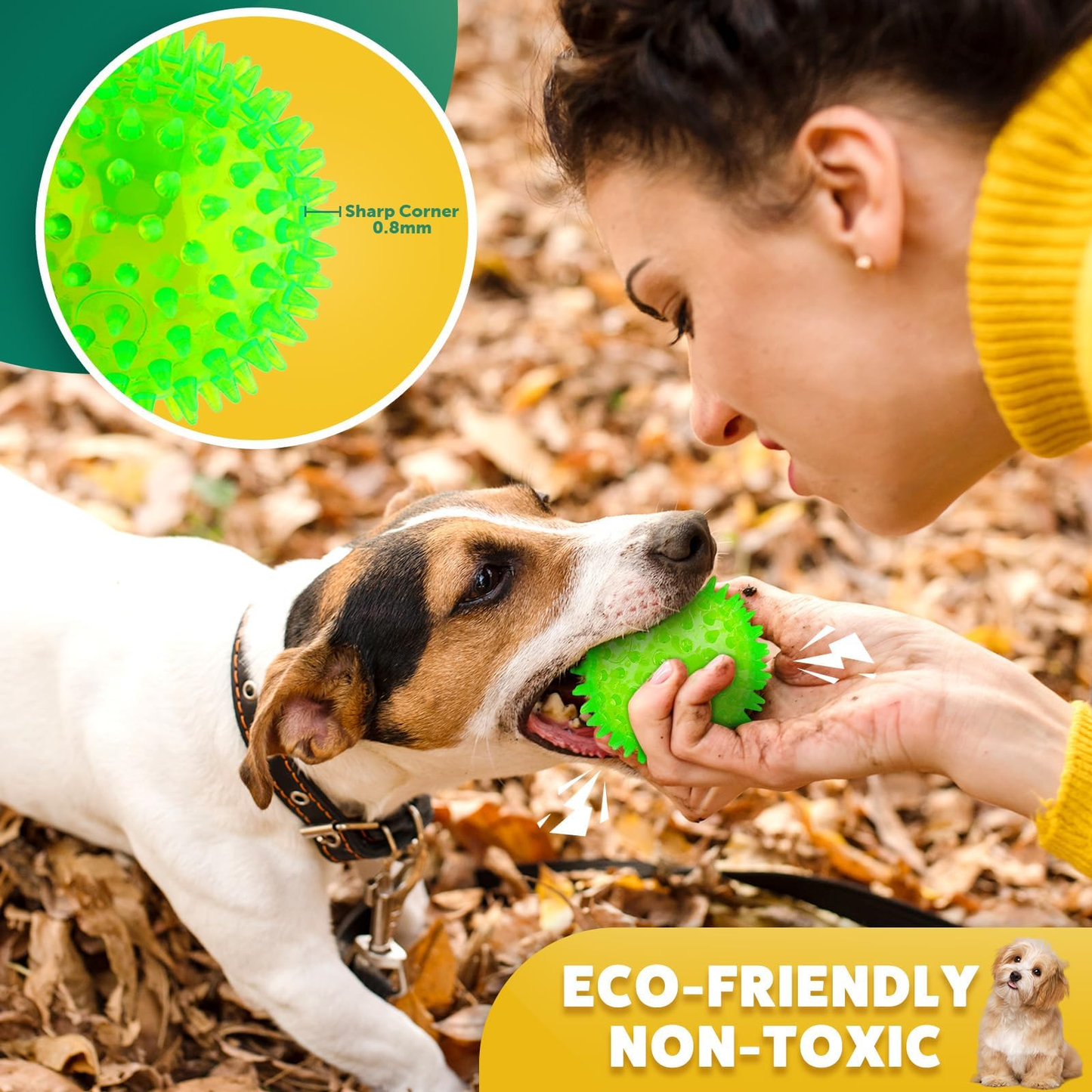 2.6” Squeaky Interactive Dog Balls for Puppy Teething Chew Toys for Small Dogs for Clean Teeth and Training