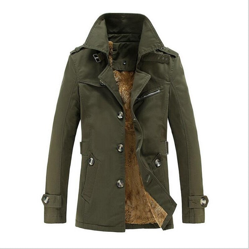 Men’s Cotton Trench Coat with Velvet Lining