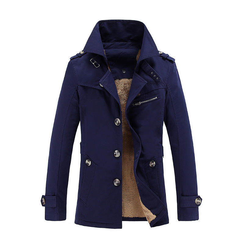 Men’s Cotton Trench Coat with Velvet Lining