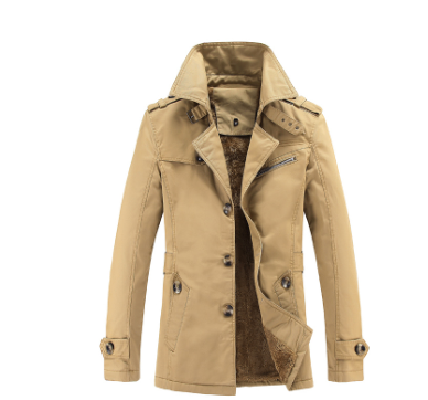 Men’s Cotton Trench Coat with Velvet Lining