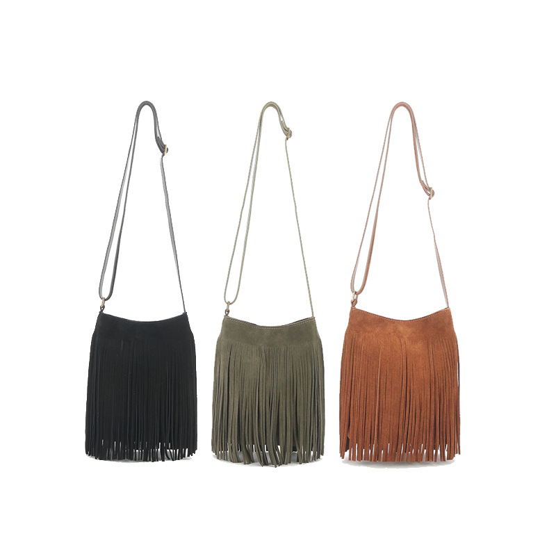 Fall Fashionista 3-Piece Set: Fringe Crossbody Bag + Cowboy Boot Earrings + Makeup Sponges